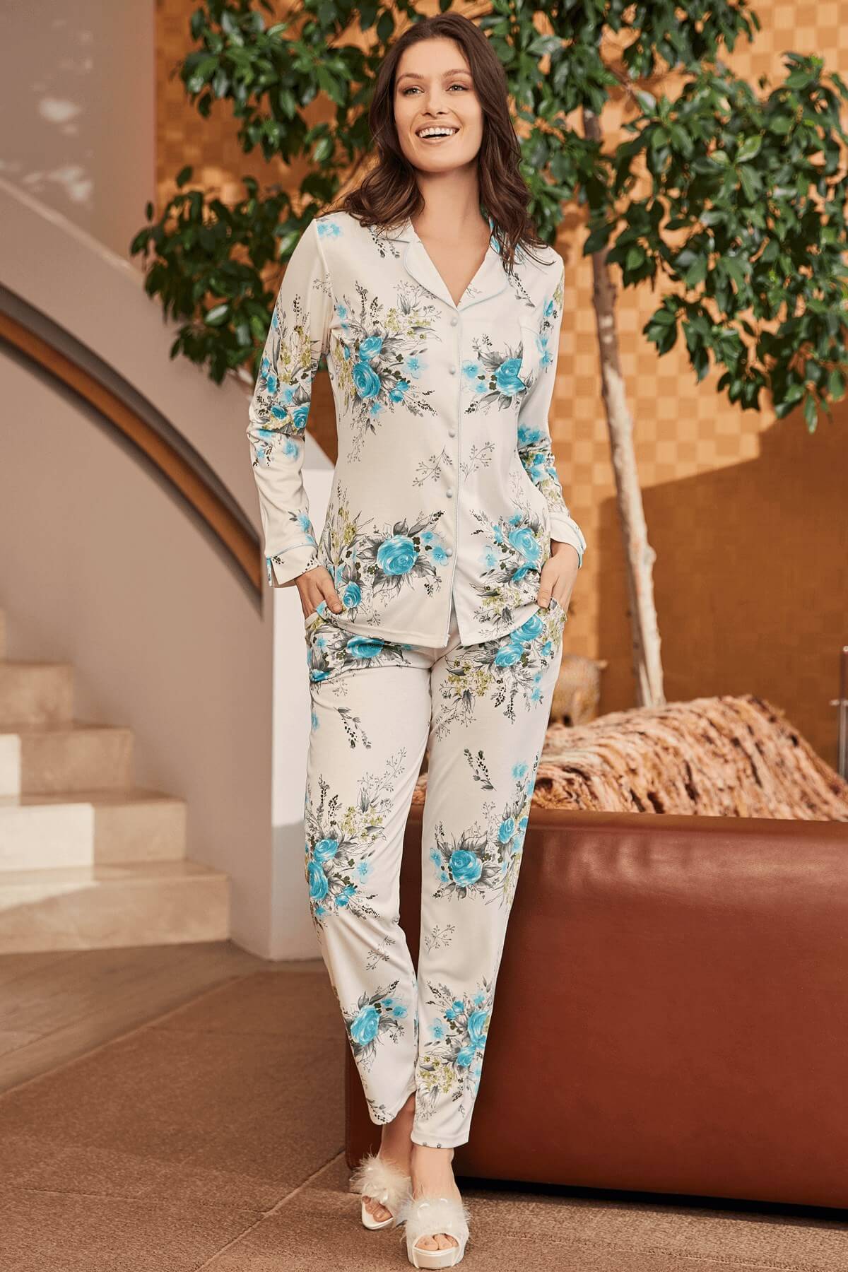 Lohusa Çarşısı 5230 Çiçek Desenli Pijama Takımı